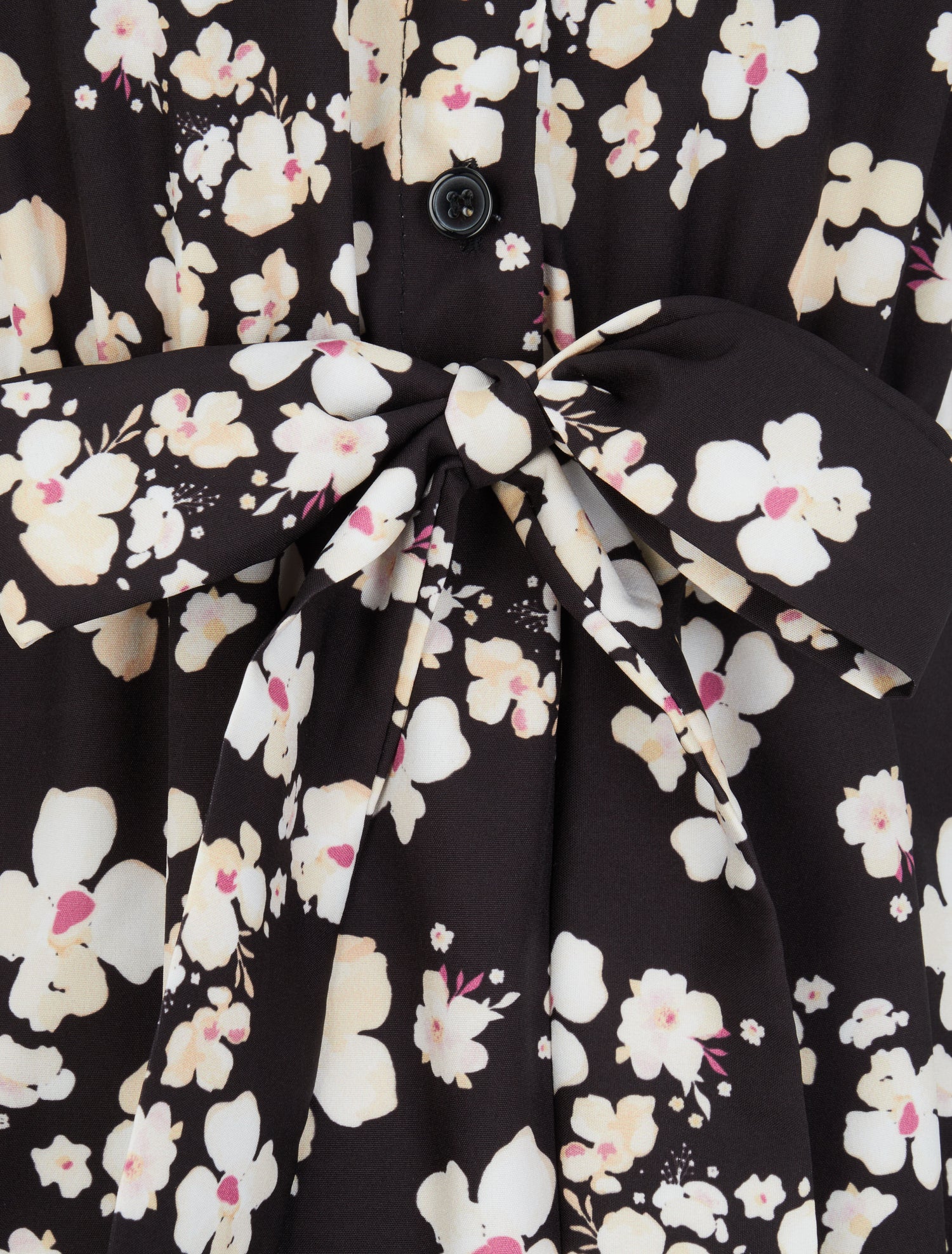 Robe patineuse imprimé fleurs de cerisier à manches courtes - Noir - 4
