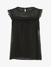 Top plumetis sans manches uni - Noir - 5