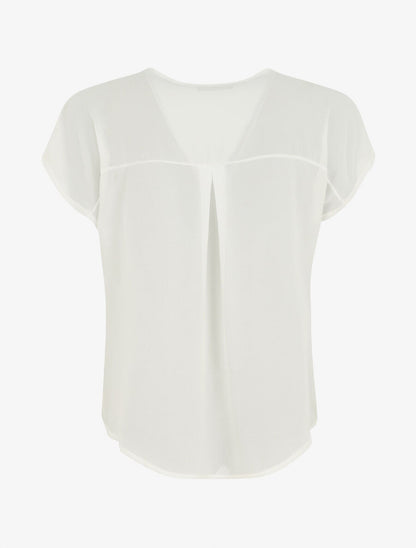 Top uni en voile et broderies - Blanc - 2