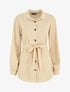 Chemise unie ceinturée oversize - Beige - 1