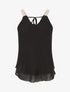 Top en voile à bretelles crochet - Noir - 5