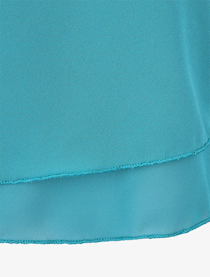 Top en voile à bretelles crochet - Bleu canard - 3