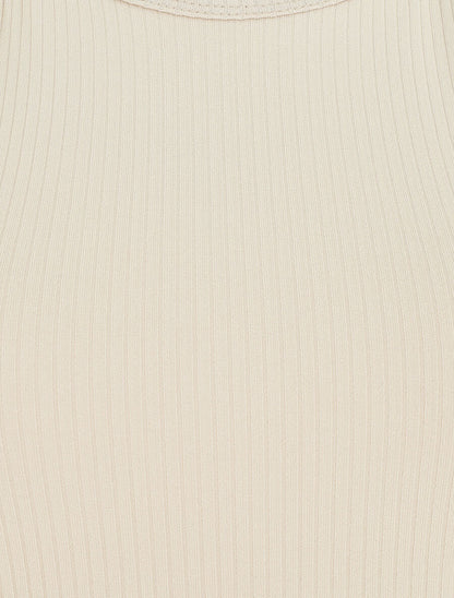 Débardeur uni côtelé - Beige - 3