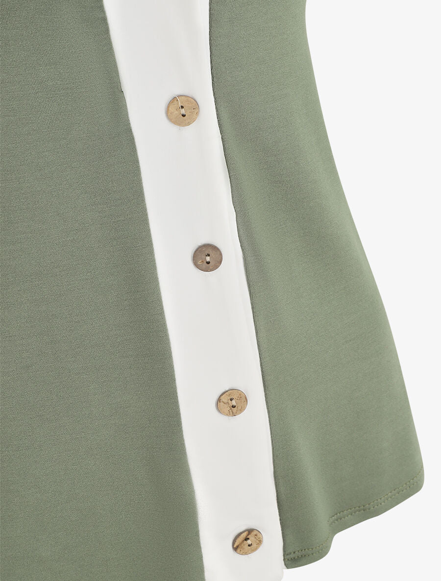 Débardeur uni boutonné - Kaki - 3