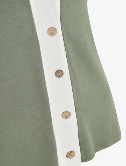 Débardeur uni boutonné - Kaki - 3