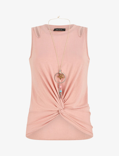 Top sans manches avec noeud - Rose - 1