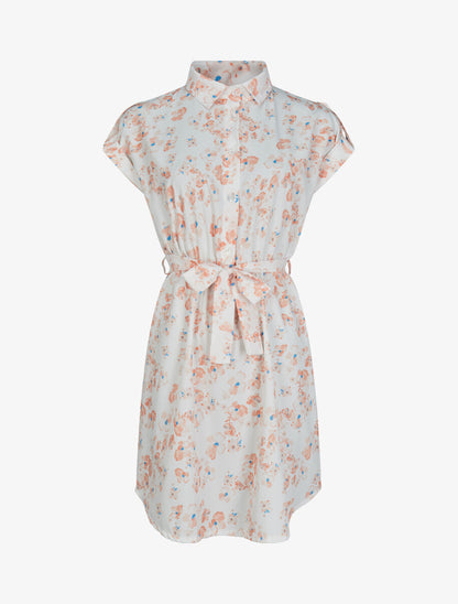 Robe patineuse imprimé fleurs de cerisier à manches courtes - Blanc - 1