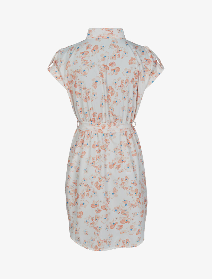 Robe patineuse imprimé fleurs de cerisier à manches courtes - Blanc - 2