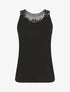 Top uni à détail broderies - Noir - 1