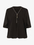 Blouse unie en voile - Noir - 1