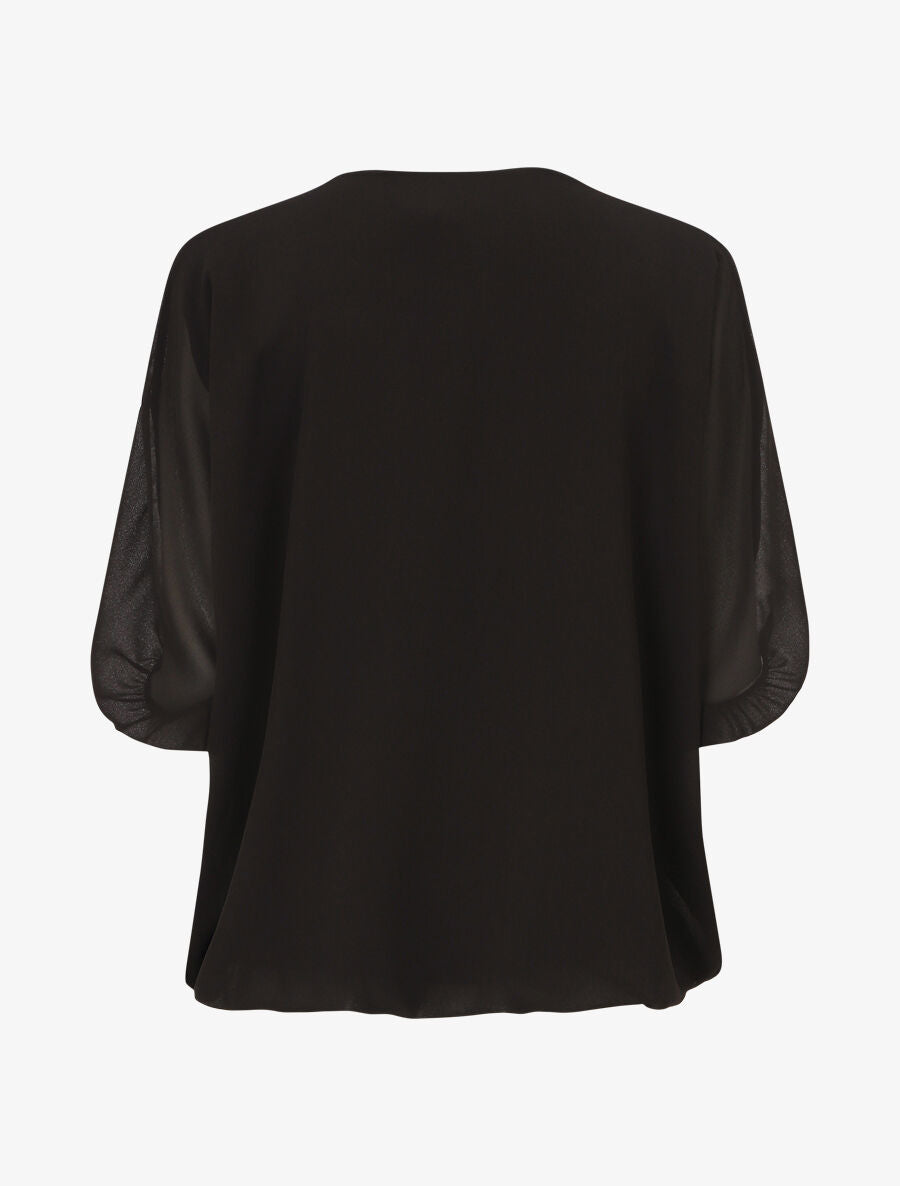 Blouse unie en voile - Noir - 2