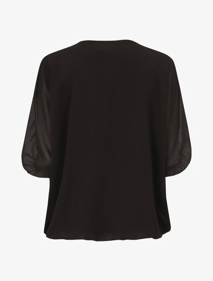 Blouse unie en voile - Noir - 2