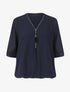 Blouse unie en voile - Marine - 1