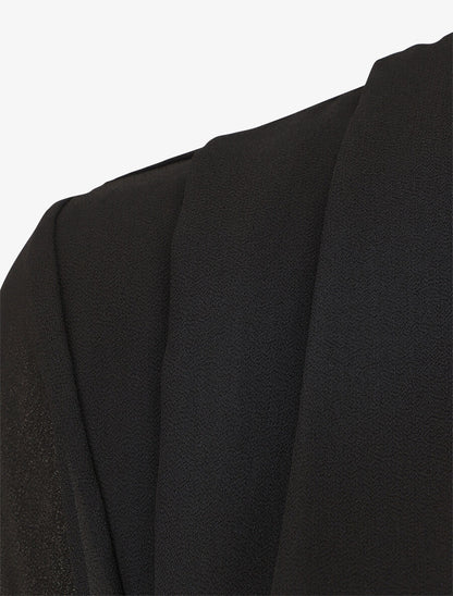 Blouse drapée unie à manches longues - Noir - 3