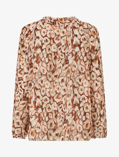 Blouse en voile à imprimé graphique - Camel - 2