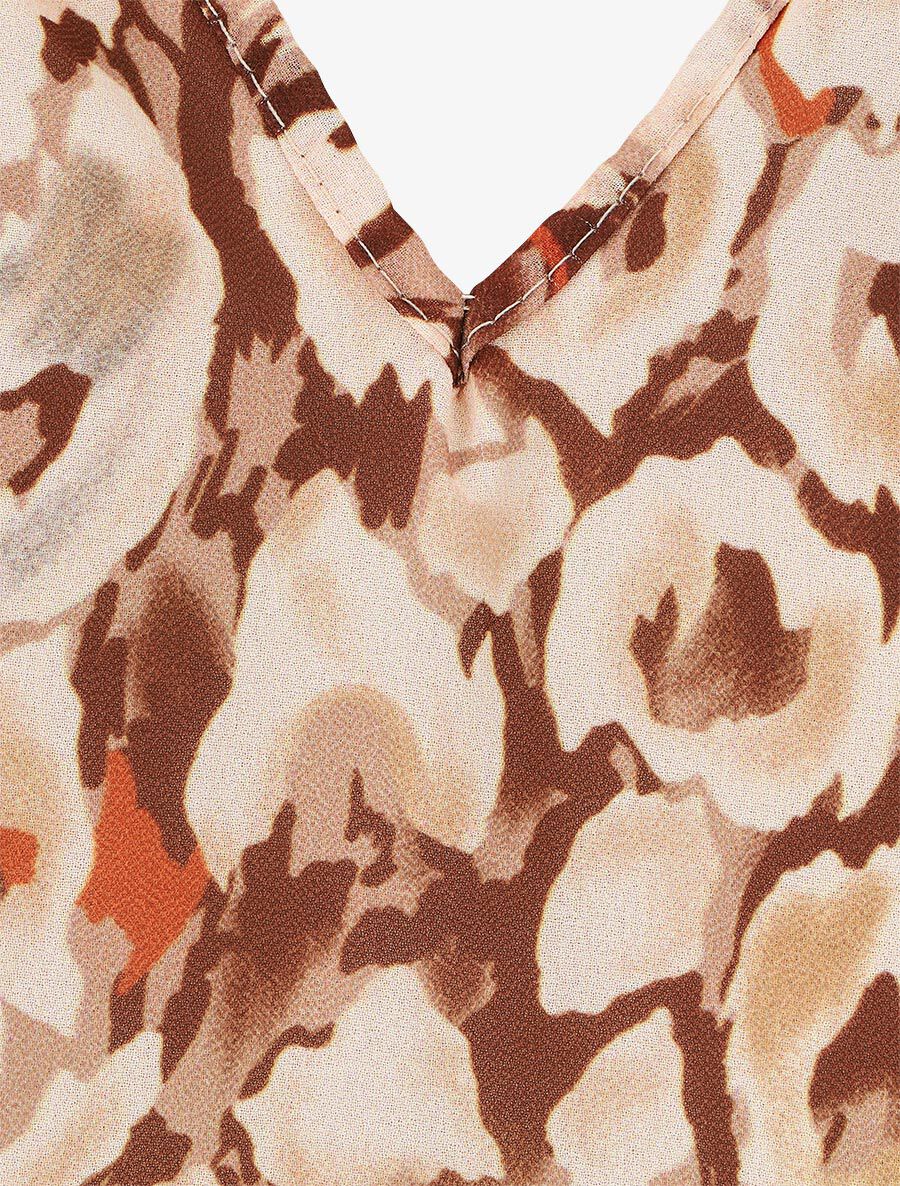 Blouse en voile à imprimé graphique - Camel - 3