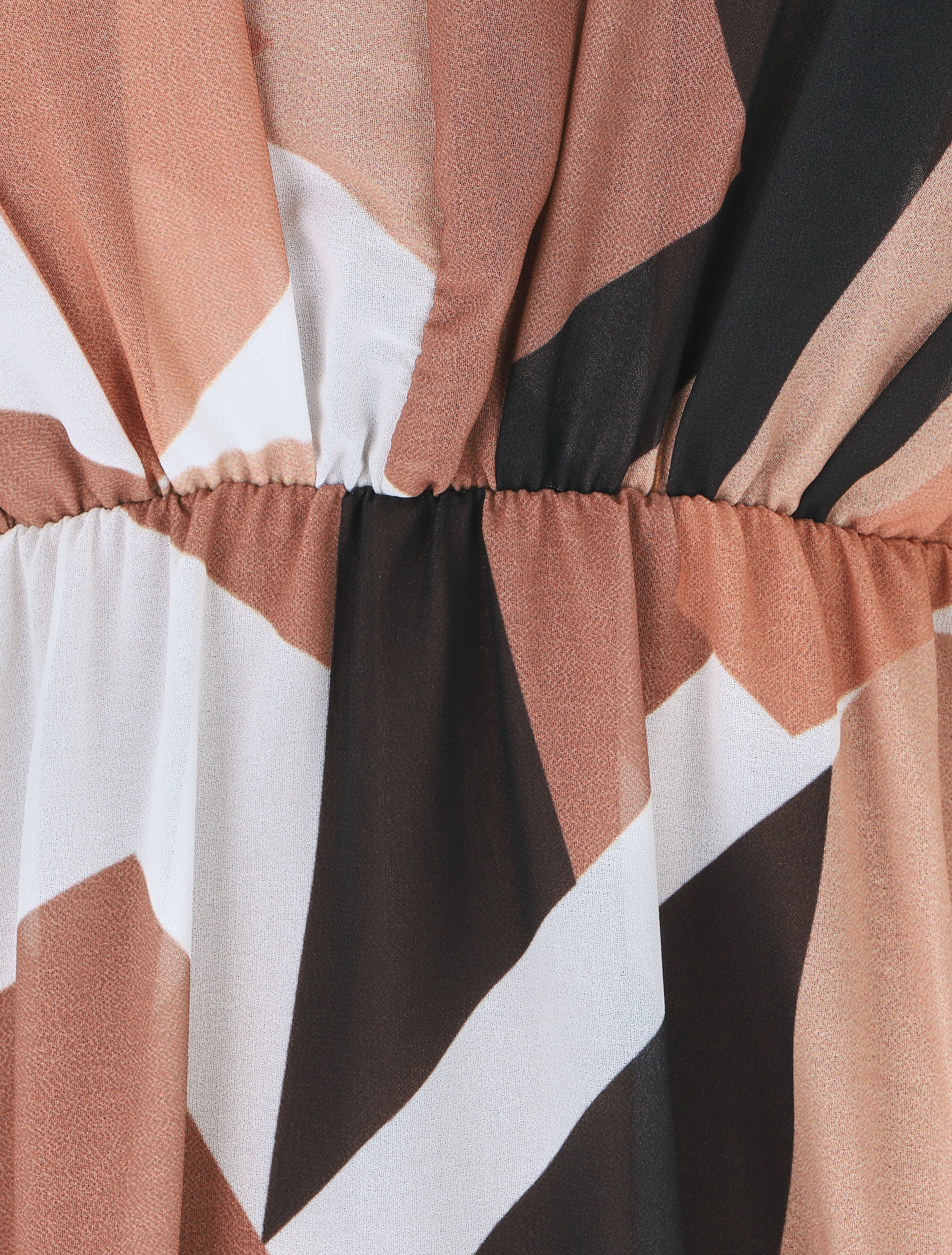 Robe mi-longue à imprimé graphique - Beige - 3