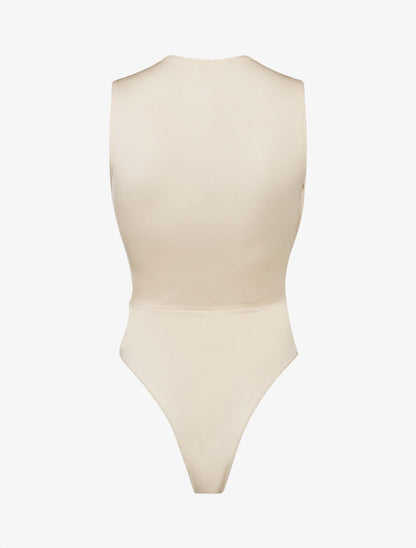 Body uni à col cache-coeur - Beige - 2