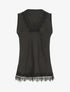 Top satiné uni et dentelle - Noir - 4
