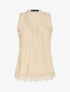 Top satiné uni et dentelle - Beige - 5