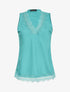 Top satiné uni et dentelle - Turquoise - 5