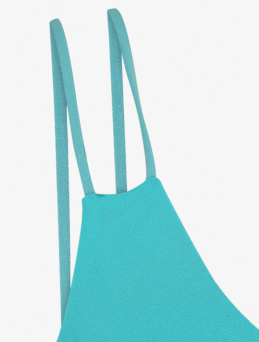 Top uni en voiles superposés - Turquoise - 3