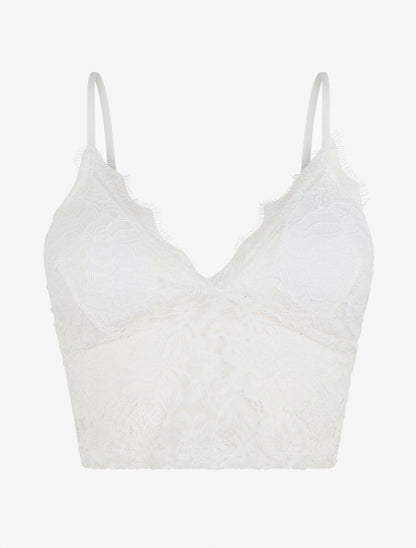 Crop top en dentelle ajourée - Blanc - 1