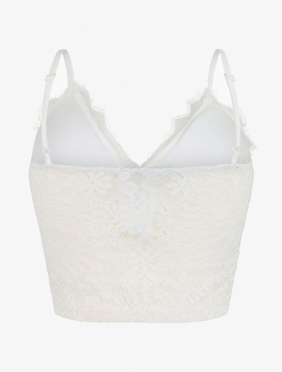 Crop top en dentelle ajourée - Blanc - 2
