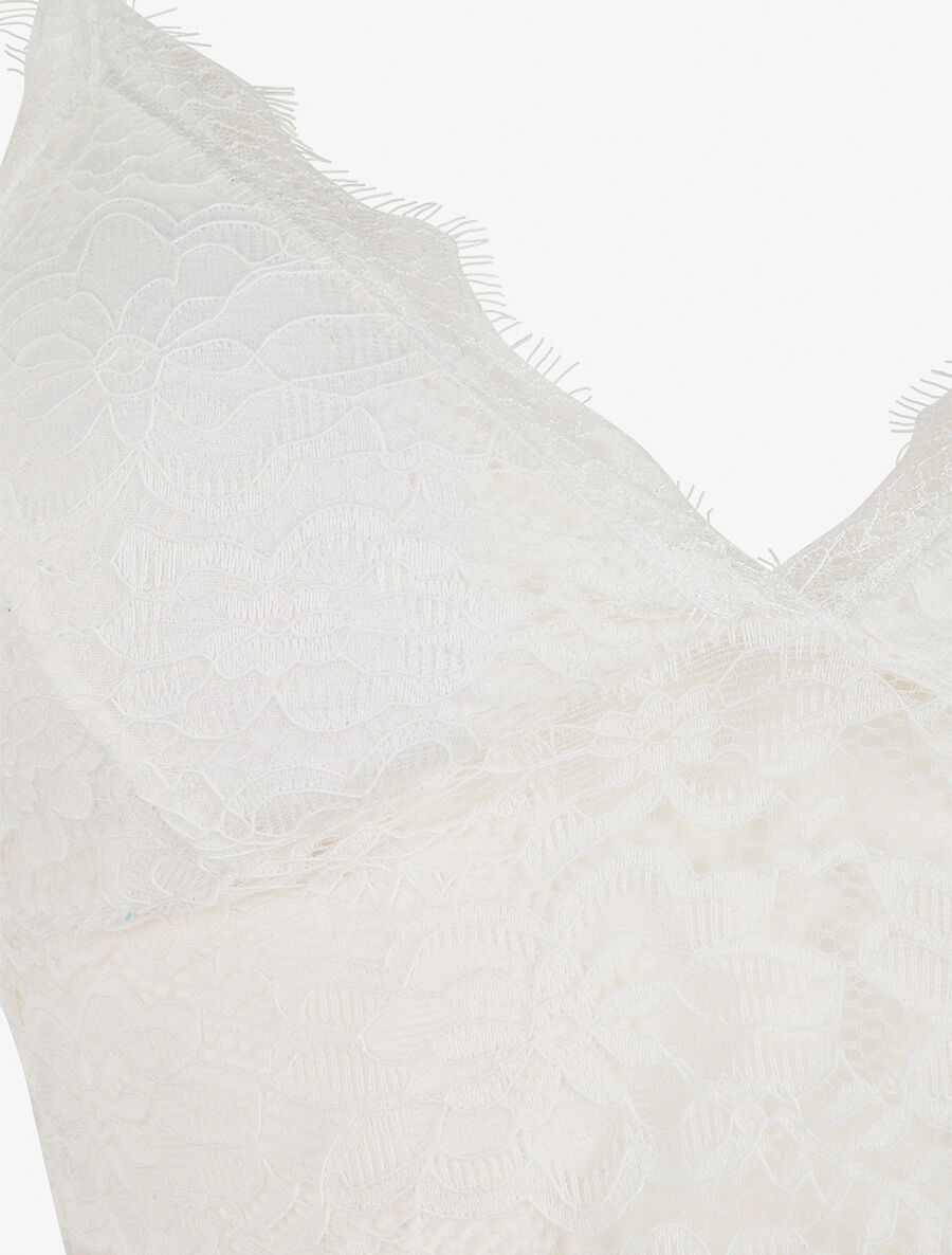 Crop top en dentelle ajourée - Blanc - 3
