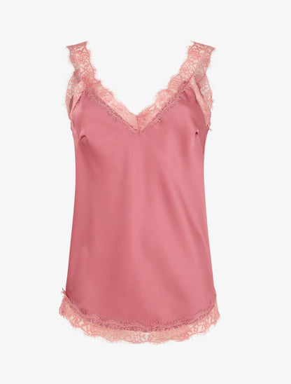 Caraco uni à bords en dentelle - Vieux rose - 5