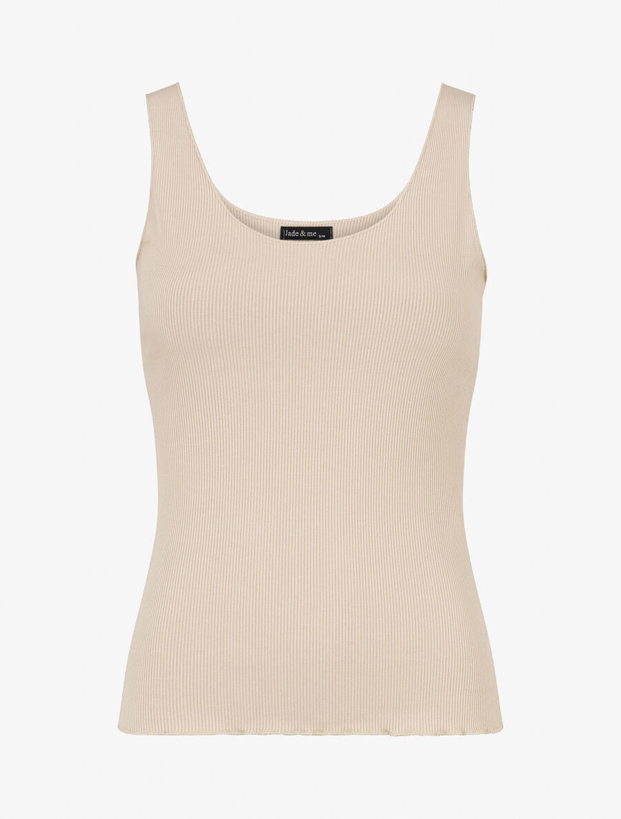 Débardeur côtelé coupe ajustée - Beige - 5