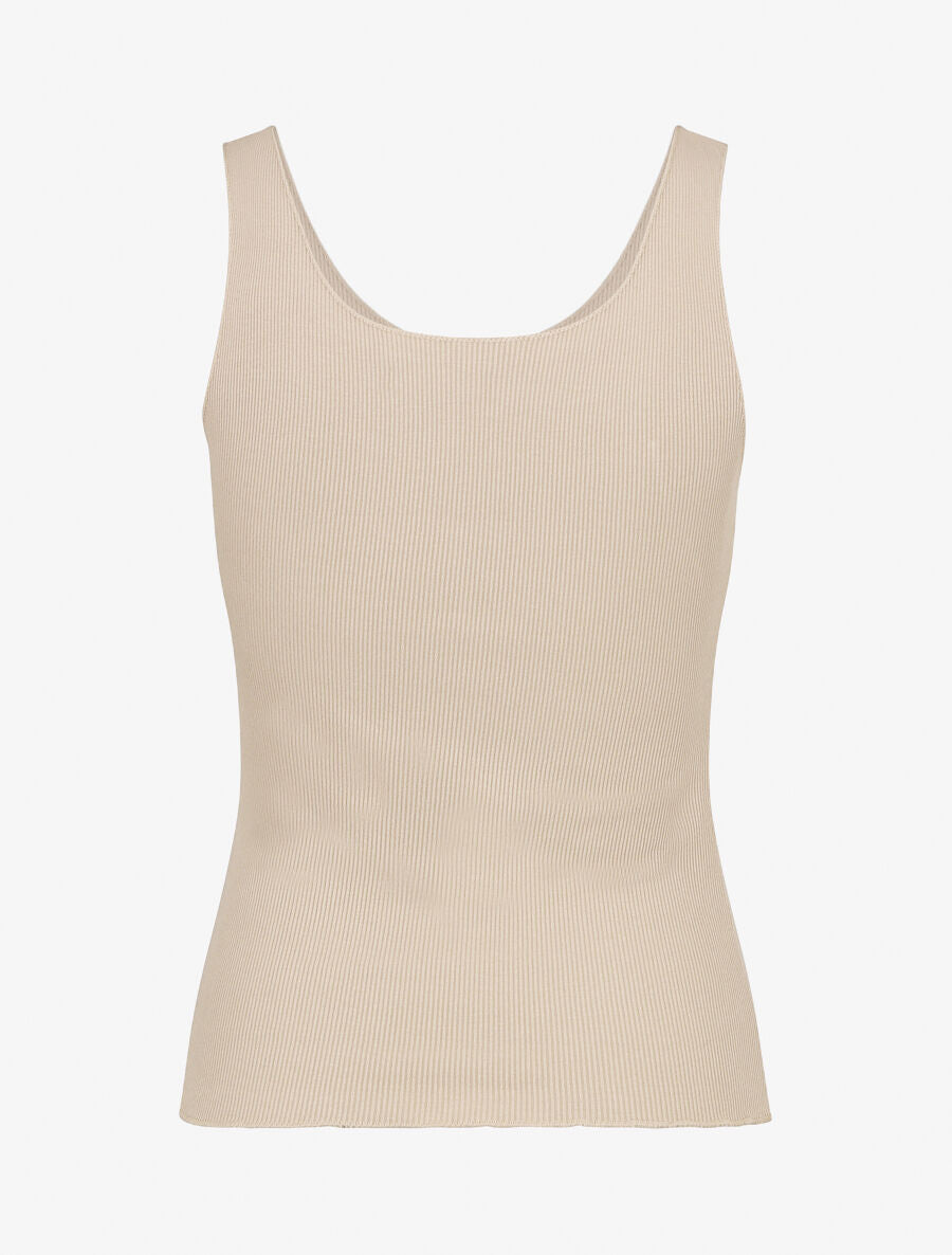 Débardeur côtelé coupe ajustée - Beige - 2