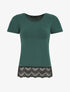 T-shirt uni et dentelle - Vert sapin - 5
