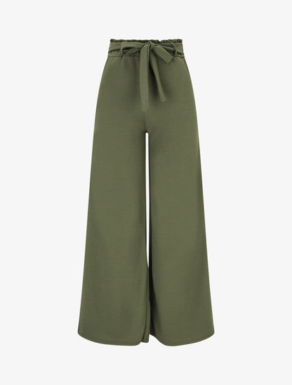 Pantalon uni ample fluide - Kaki - 5