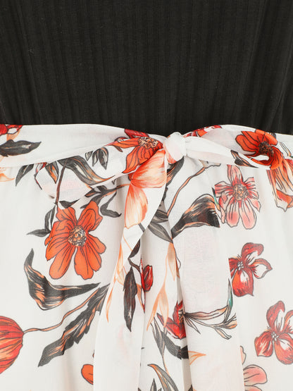 Robe mi longue bi-matière - Blanc - 3