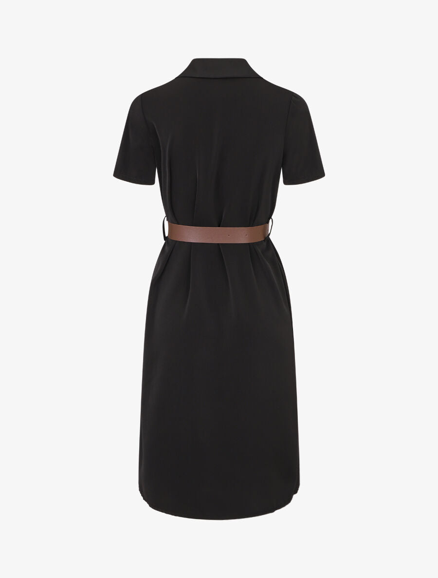Robe chemise droite unie - Noir - 2