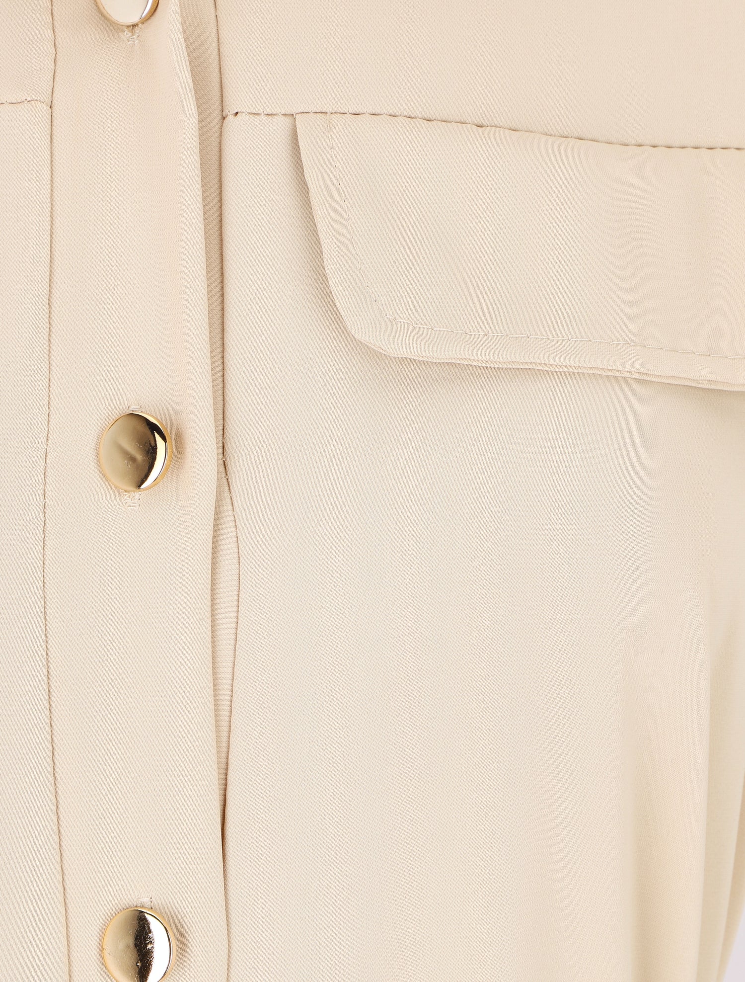 Robe chemise droite unie - Beige - 3