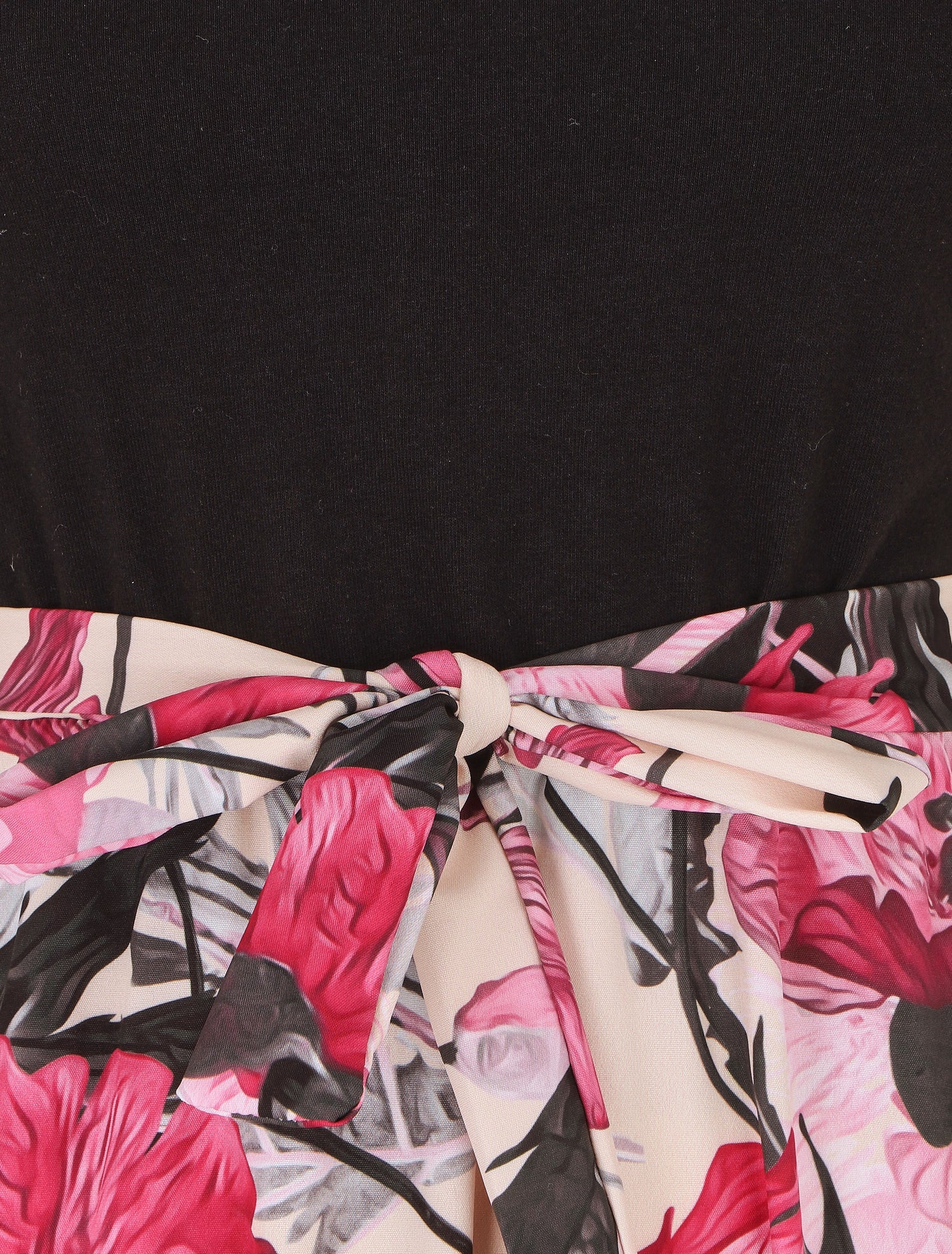 Robe-bi matière imprmé fleuri - Noir - 3