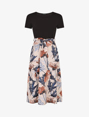 Robe-bi matière imprmé fleuri - Marron - 4