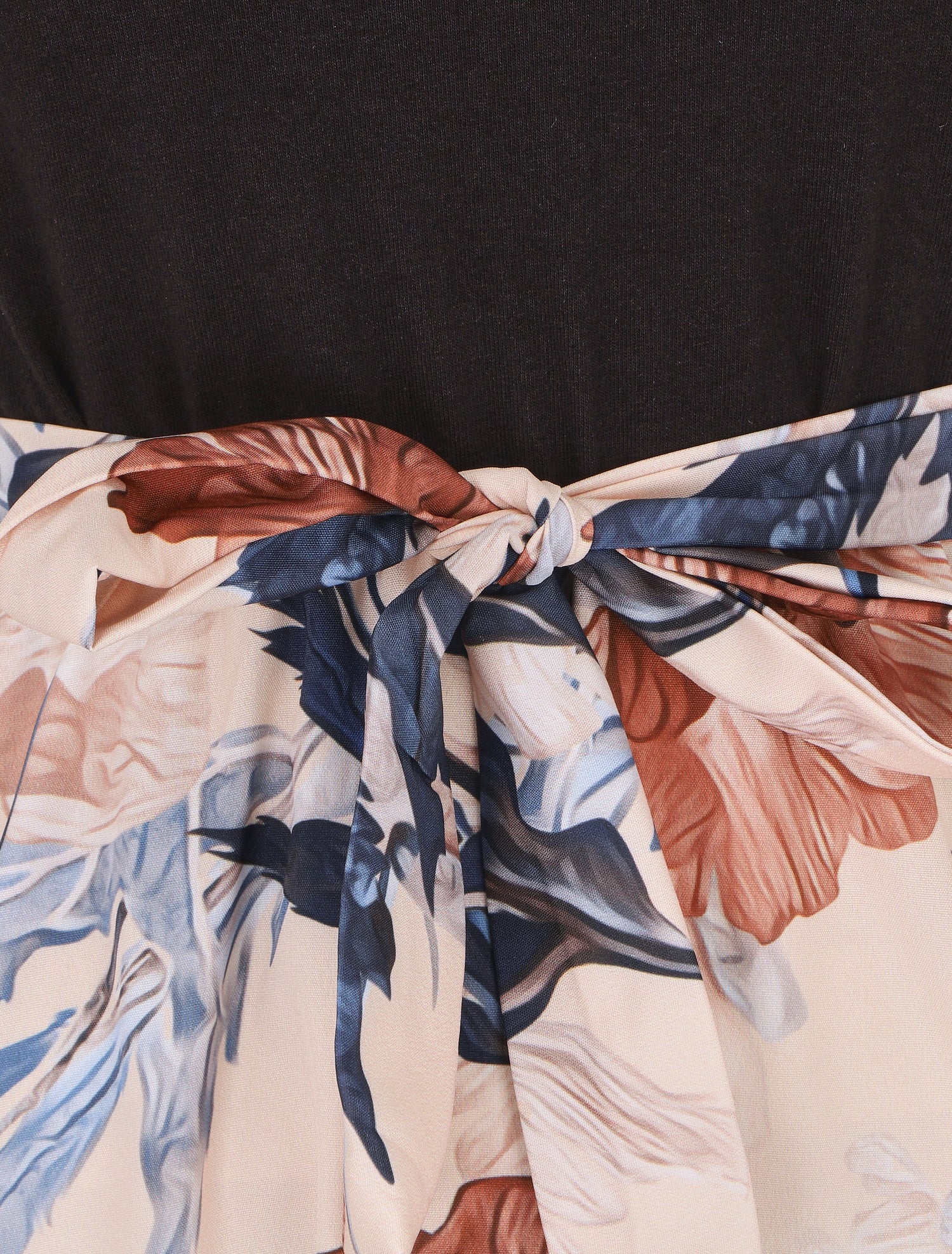 Robe-bi matière imprmé fleuri - Marron - 3