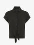 Chemise unie manches courtes à nouer - Noir - 4