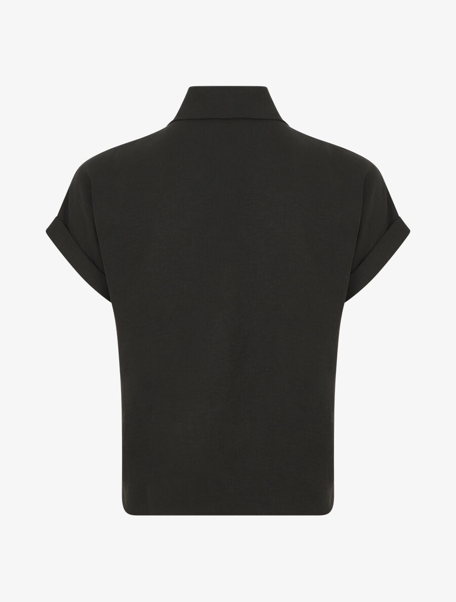 Chemise unie manches courtes à nouer - Noir - 2
