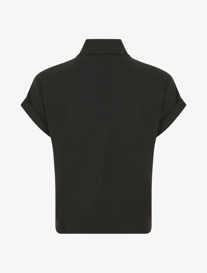 Chemise unie manches courtes à nouer - Noir - 2