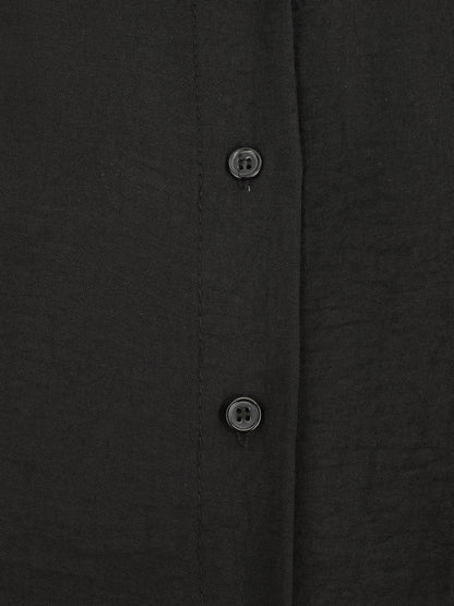 Chemise unie manches courtes à nouer - Noir - 3