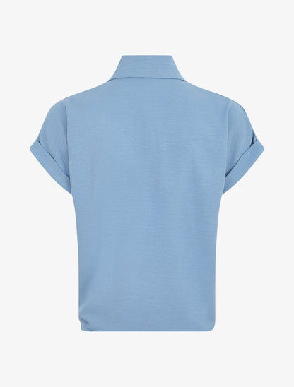 Chemise unie manches courtes à nouer - Bleu - 2