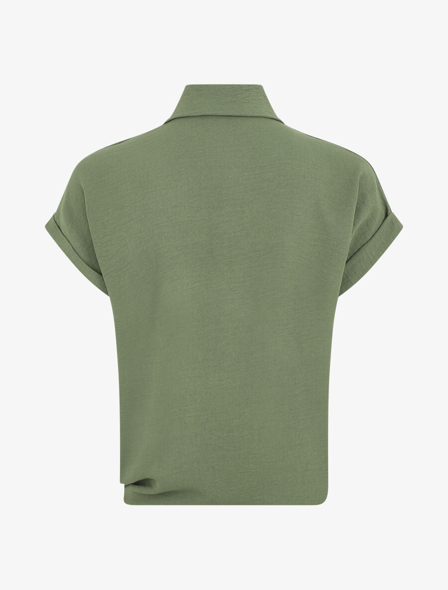 Chemise unie manches courtes à nouer - Kaki - 2