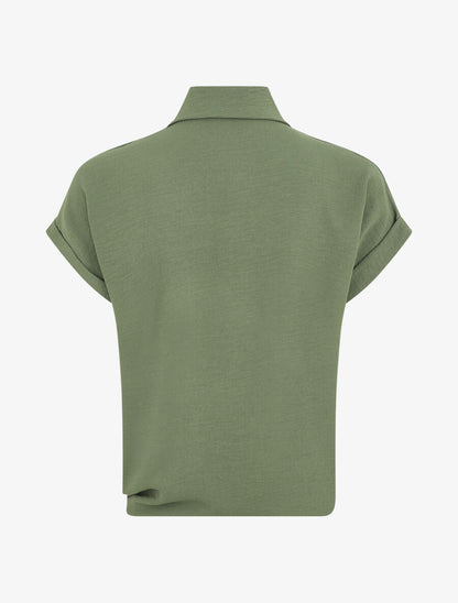 Chemise unie manches courtes à nouer - Kaki - 2