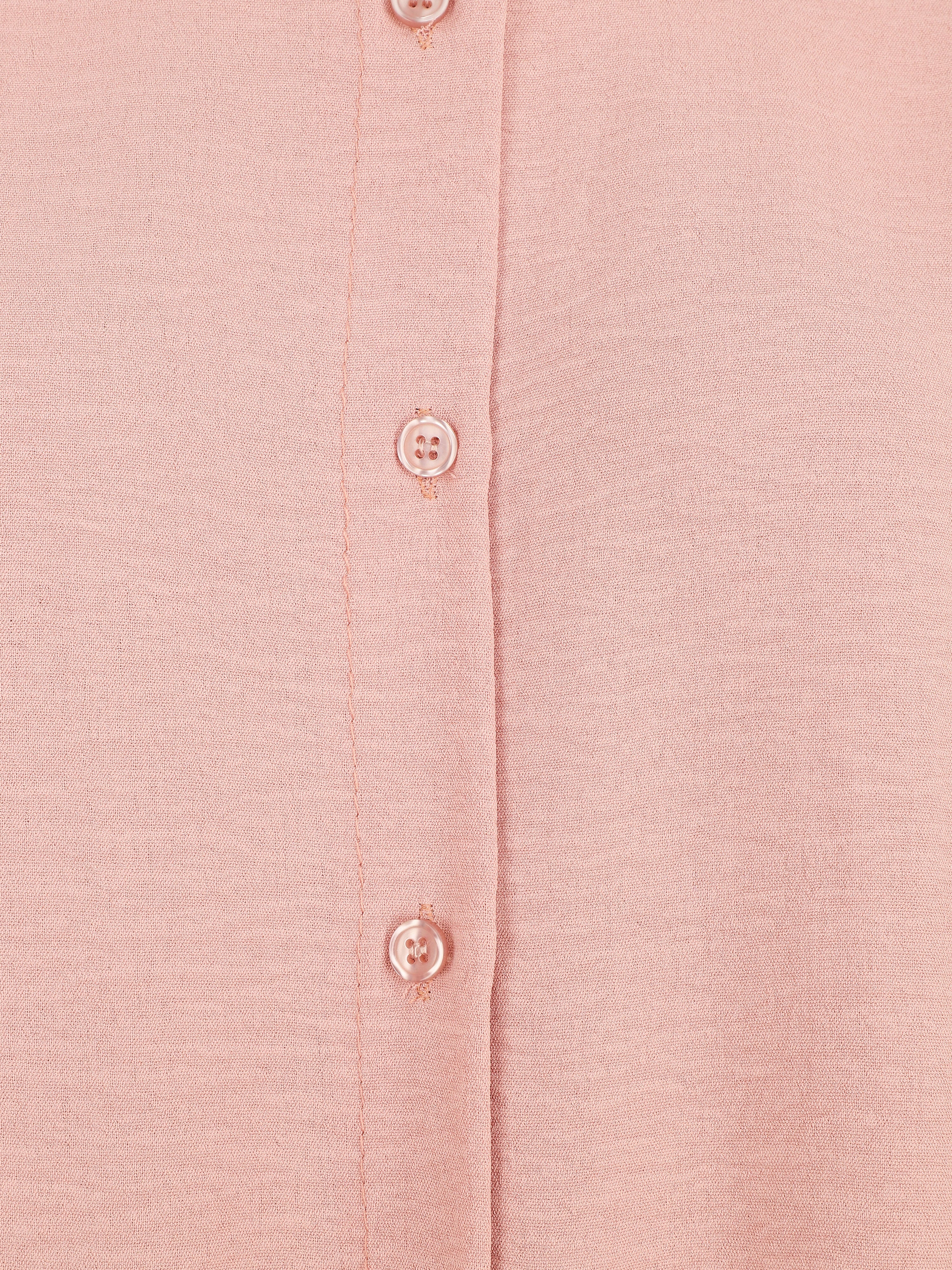 Chemise unie manches courtes à nouer - Rose - 3