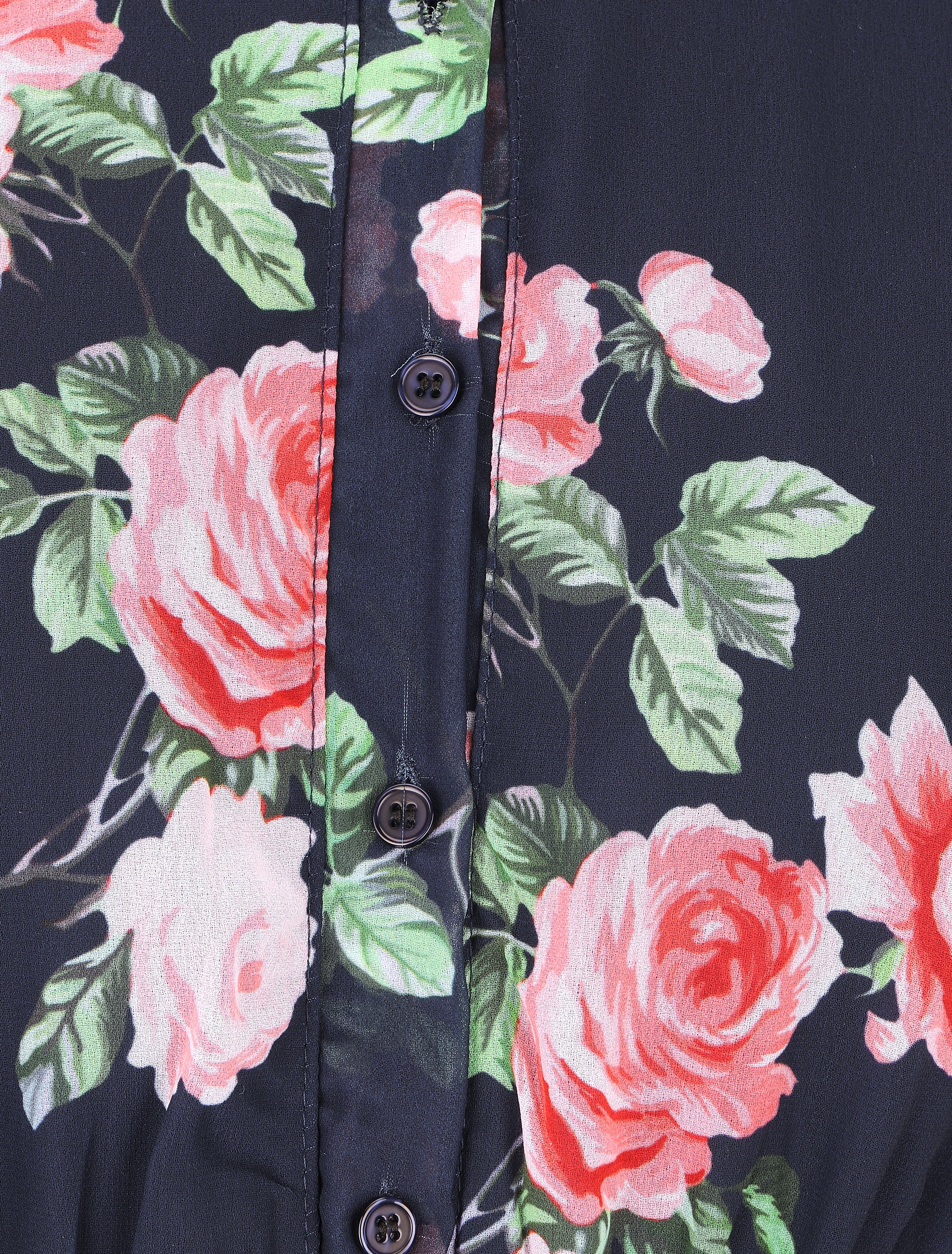 Robe élastiquée à imprimé fleuri - Marine - 3