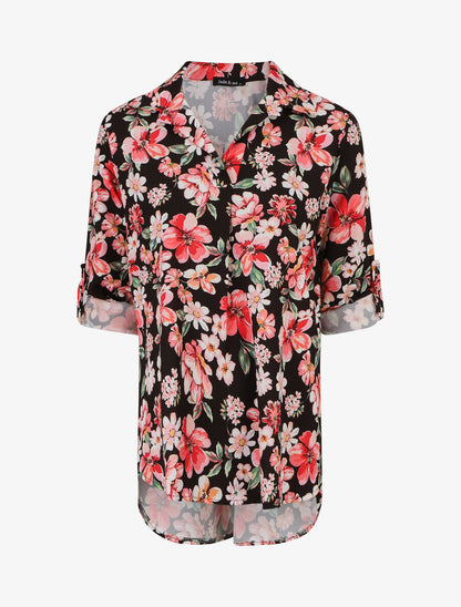 Blouse oversize à imprimé fleuri - Noir - 5